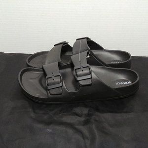 LAST ONE Soft Arch Black Double Buckle Mens Sandals